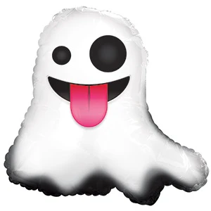 10" Airfill Only (Sticks Sold Separately) Ghost with Tongue Emoji Emoticon Balloon