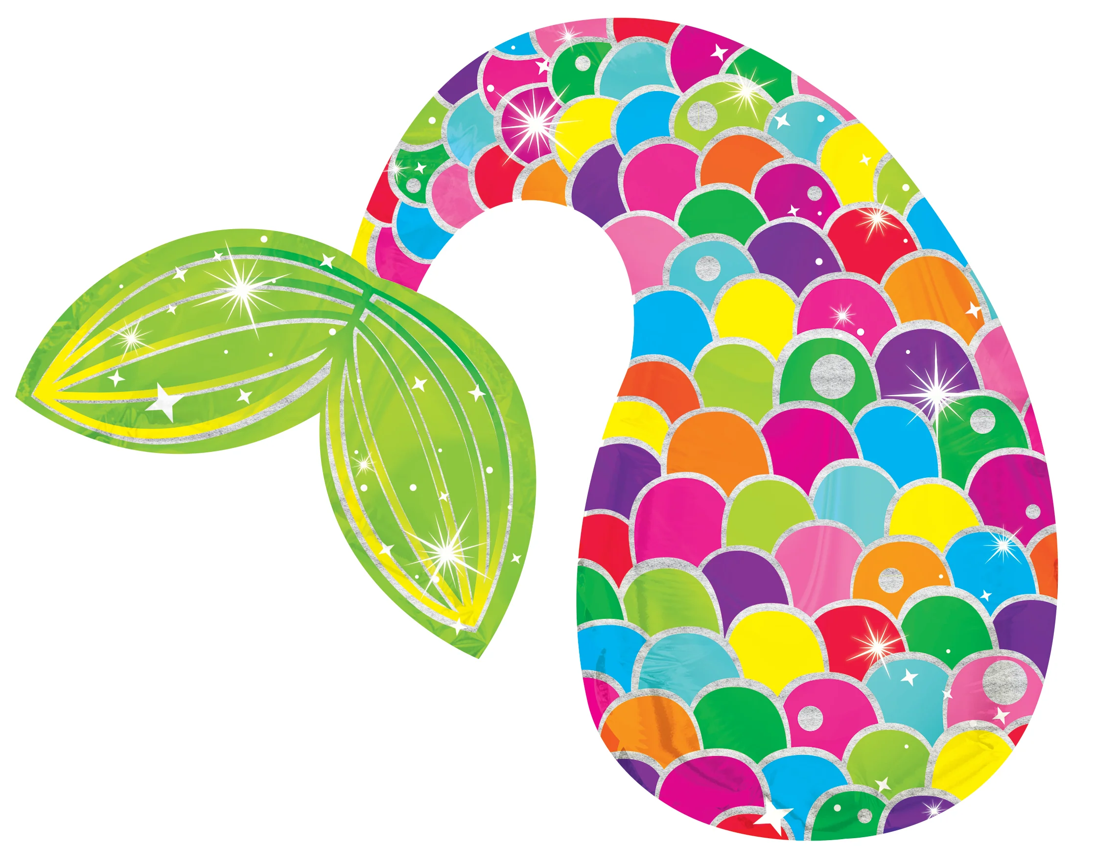 10" Airfill Only (Sticks Sold Separately) Mermaid Curved Tail Foil Balloons