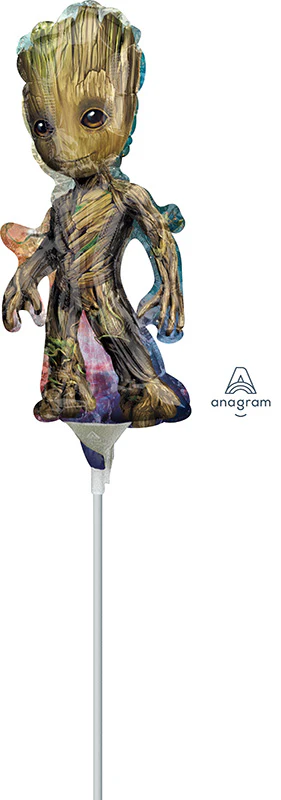 10" Baby Groot Stick Sold Separately Airfill Only Mini Shape Foil Balloon (Sticks Sold Separately)