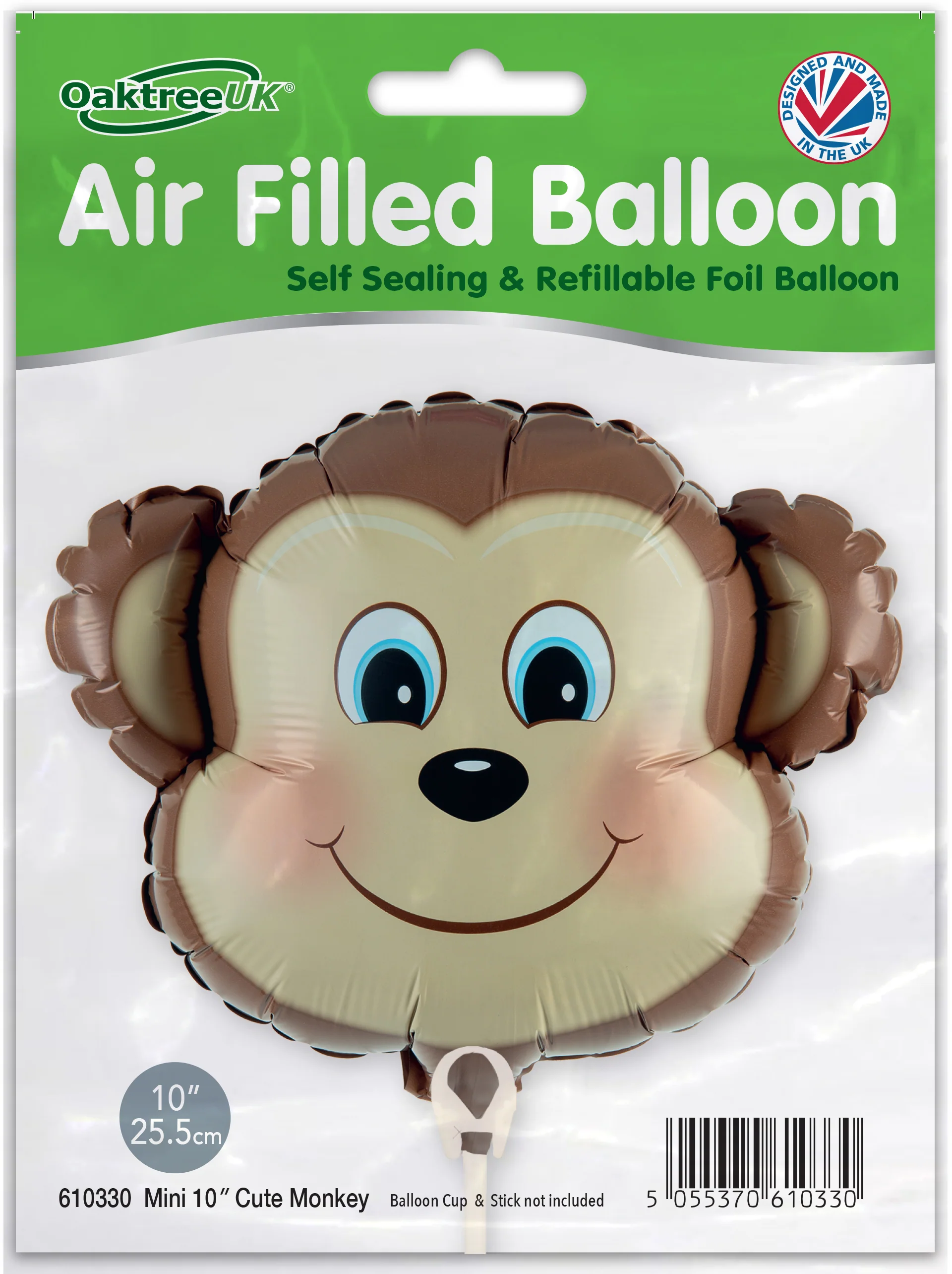 10" Airfill Only (Sticks Sold Separately) Oaktree Mini Shape Monkey Metallic Packaged - Image 2