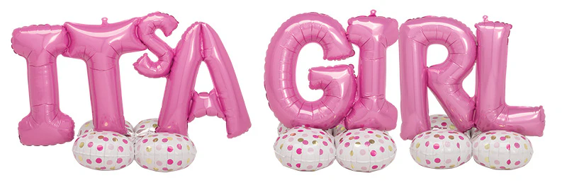 26" High X 106" Wide Airloonz Consumer Inflatable It's a Girl Foil Balloon