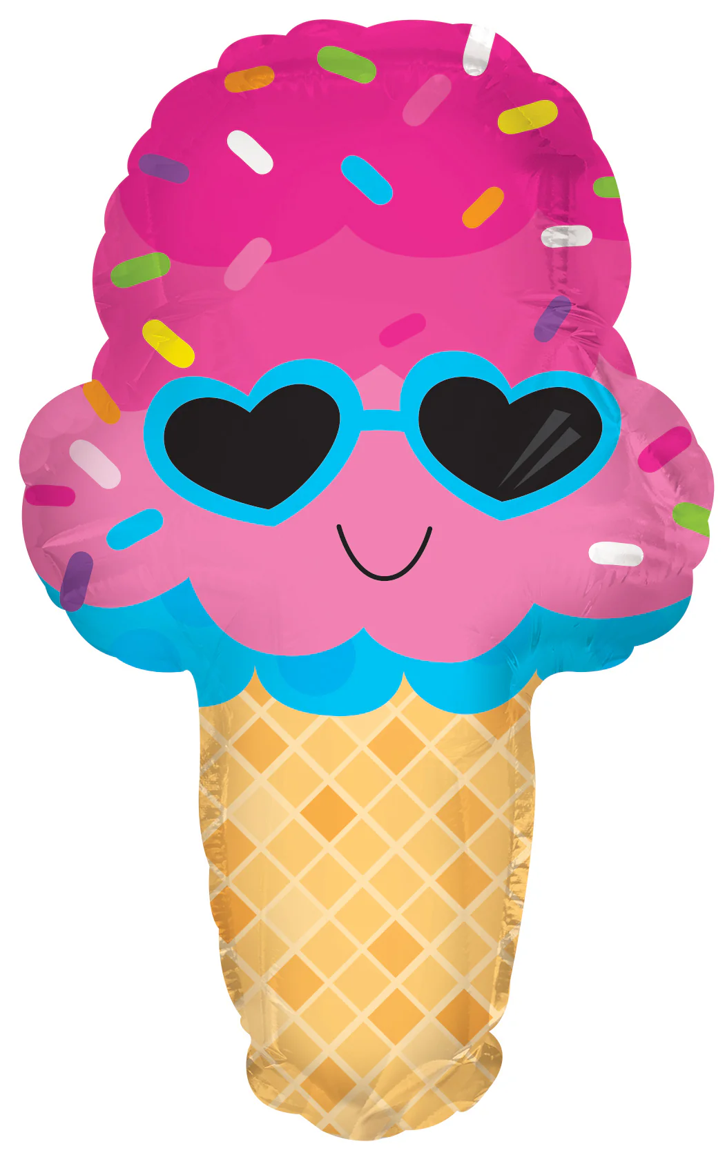 11" Airfill Only (Sticks Sold Separately) Strawberry Cone With Heart Shades Foil Balloon