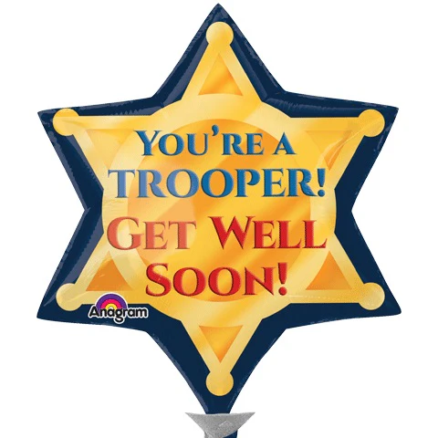 11" Airfill Only (Sticks Sold Separately) Trooper Badge Get Well Soon Balloon