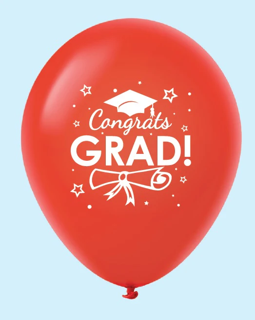 11" Congrats Grad Latex Balloons (25 Count) Red