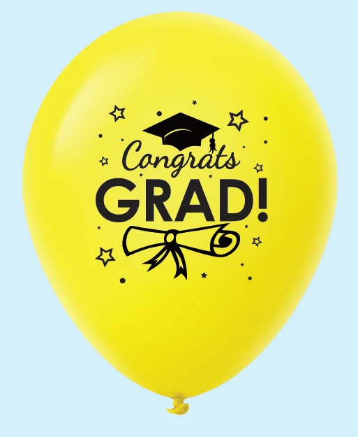 11" Congrats Grad Latex Balloons (25 Count) Yellow