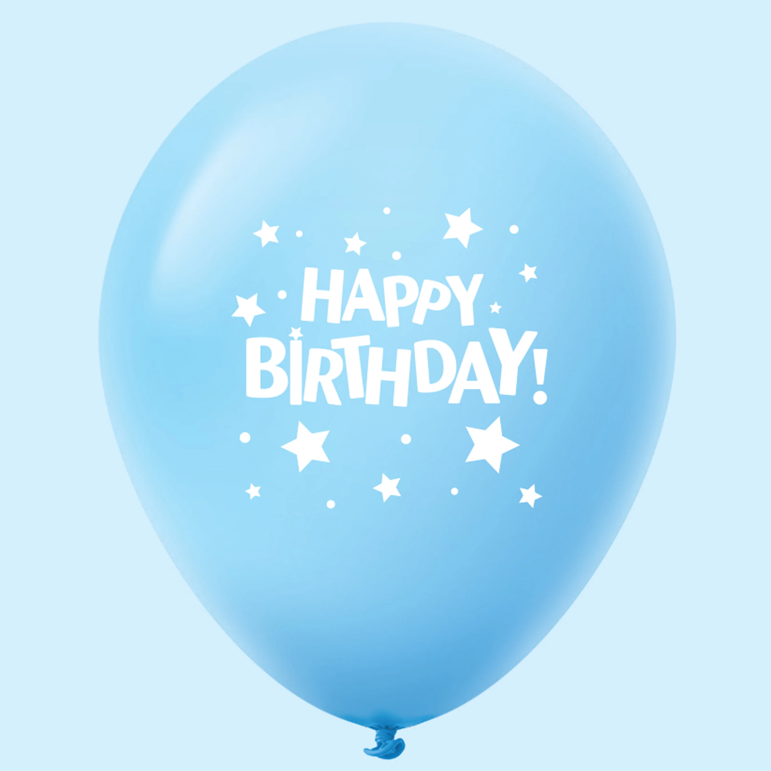 11" Happy Birthday Stars Latex Balloons Pale Blue (25 Per Bag)