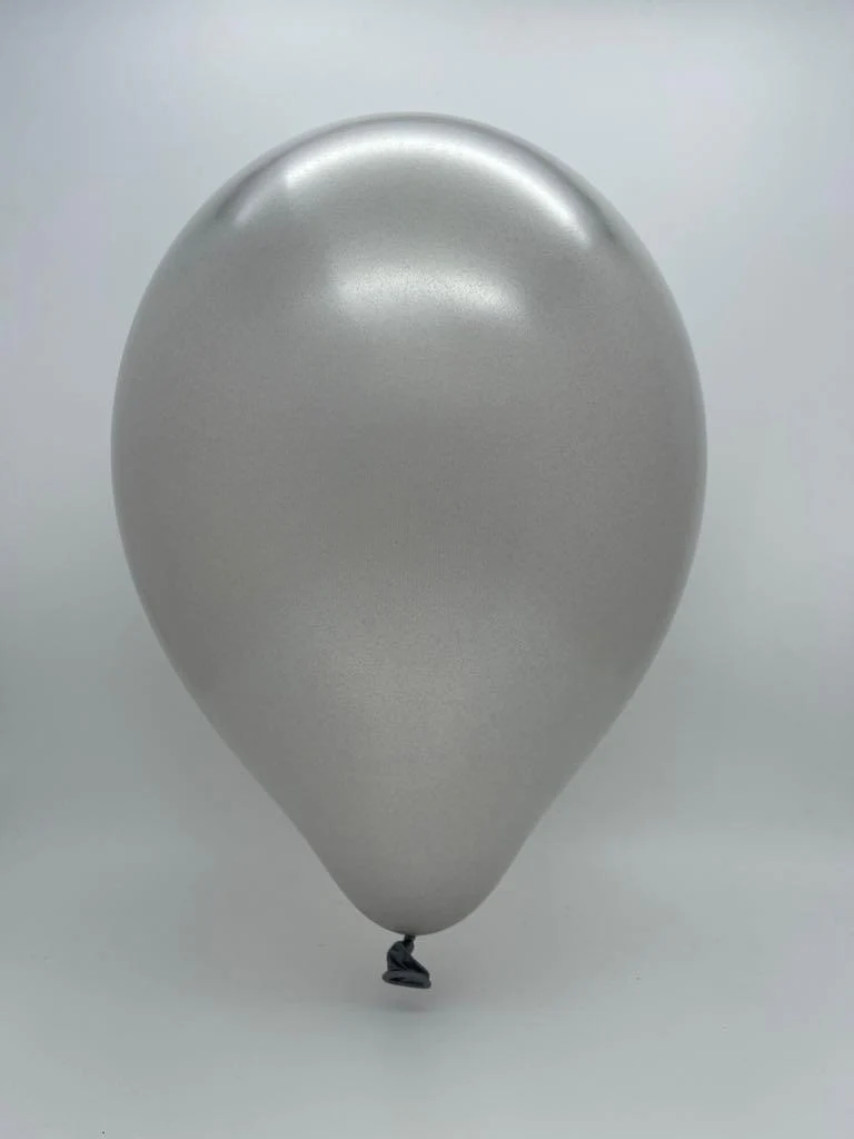 11" Metallic Silver Decomex Linking Latex Balloons (100 Per Bag) - Image 2