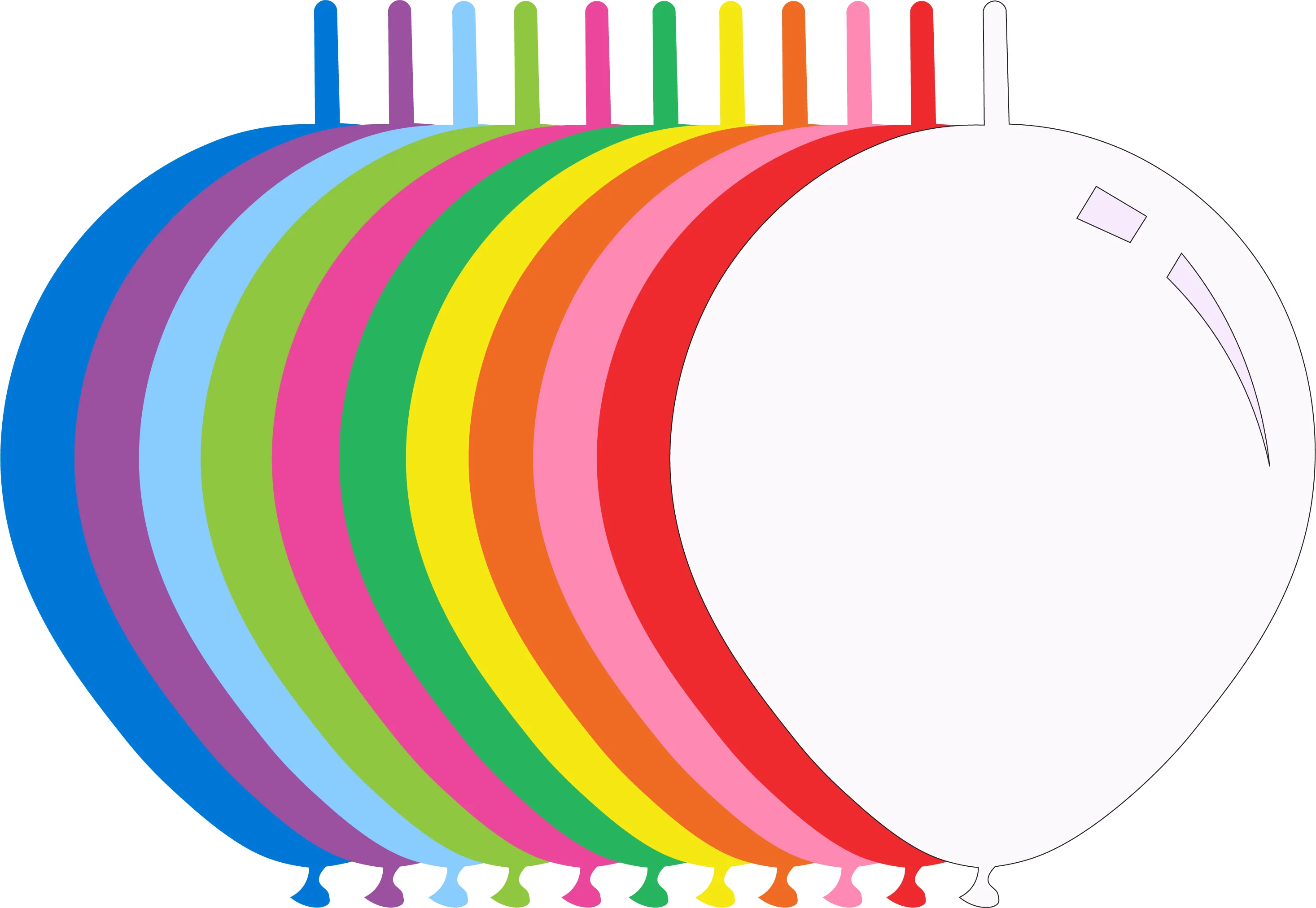 11" Standard Assorted Decomex Linking Latex Balloons (100 Per Bag)
