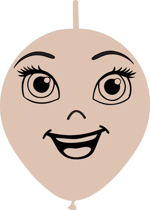 11" Linking Latex Balloons Single Sided (25 Per Bag) Face Print 07 Decomex Skin Blush