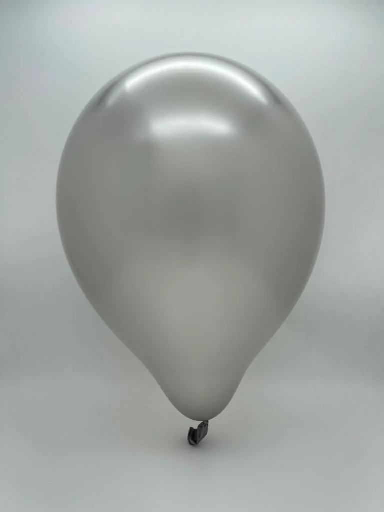 11" (*note size change*) Kalisan Latex Balloons Metallic Silver (50 Per Bag) - Image 2