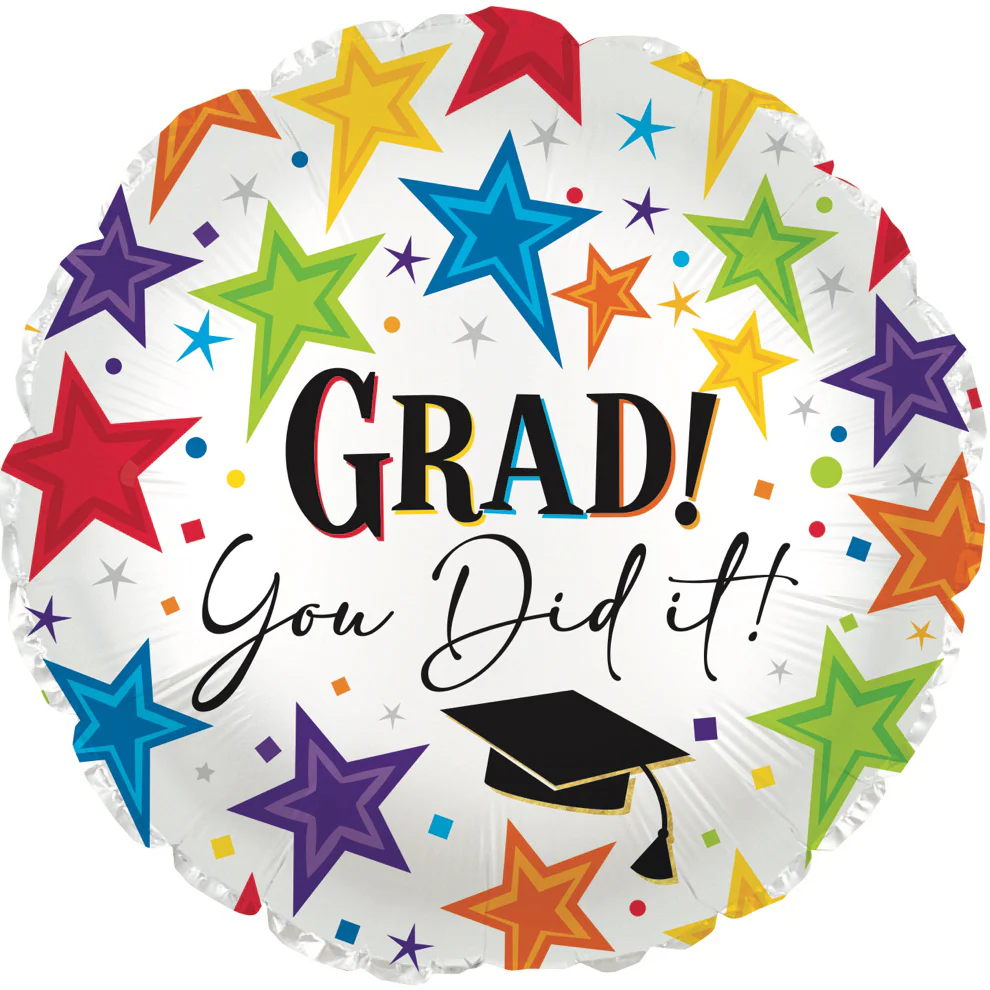 17" Grad Star Pattern Foil Balloon