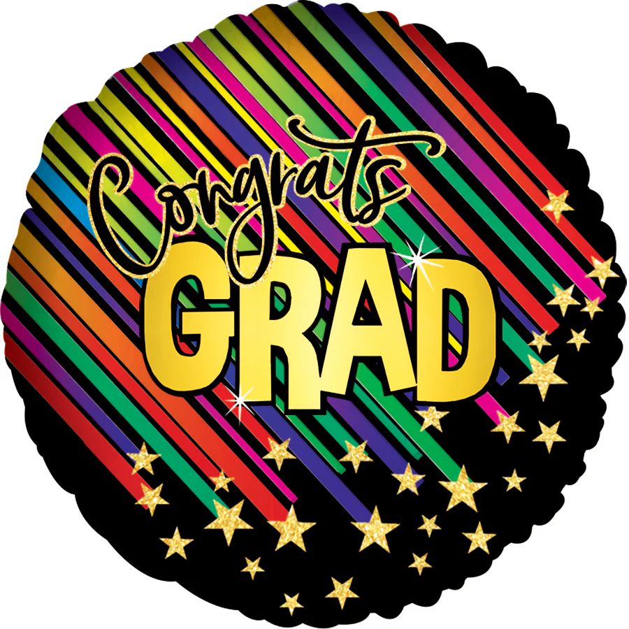 17" Cascading Stars Grad Foil Balloon