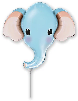 12" Airfill Only (Sticks Sold Separately) Baby Blue Elephant Head Mini Foil Balloon