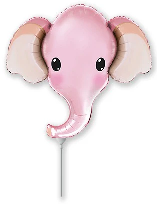12" Airfill Only (Sticks Sold Separately) Baby Pink Elephant Head Mini Foil Balloon