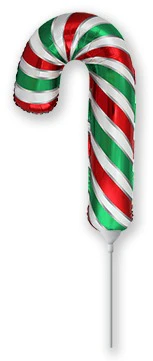 12" Airfill Only (Sticks Sold Separately) Candy Cane Holiday Christmas Green/Red Mini Foil Balloon