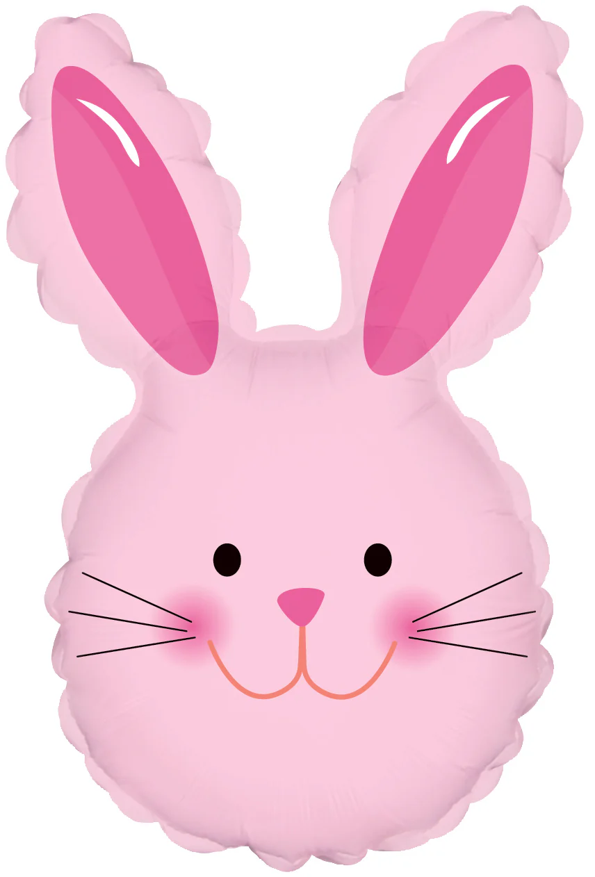 12" Airfill Only (Sticks Sold Separately) Happy Bunny Head Pink Balloon
