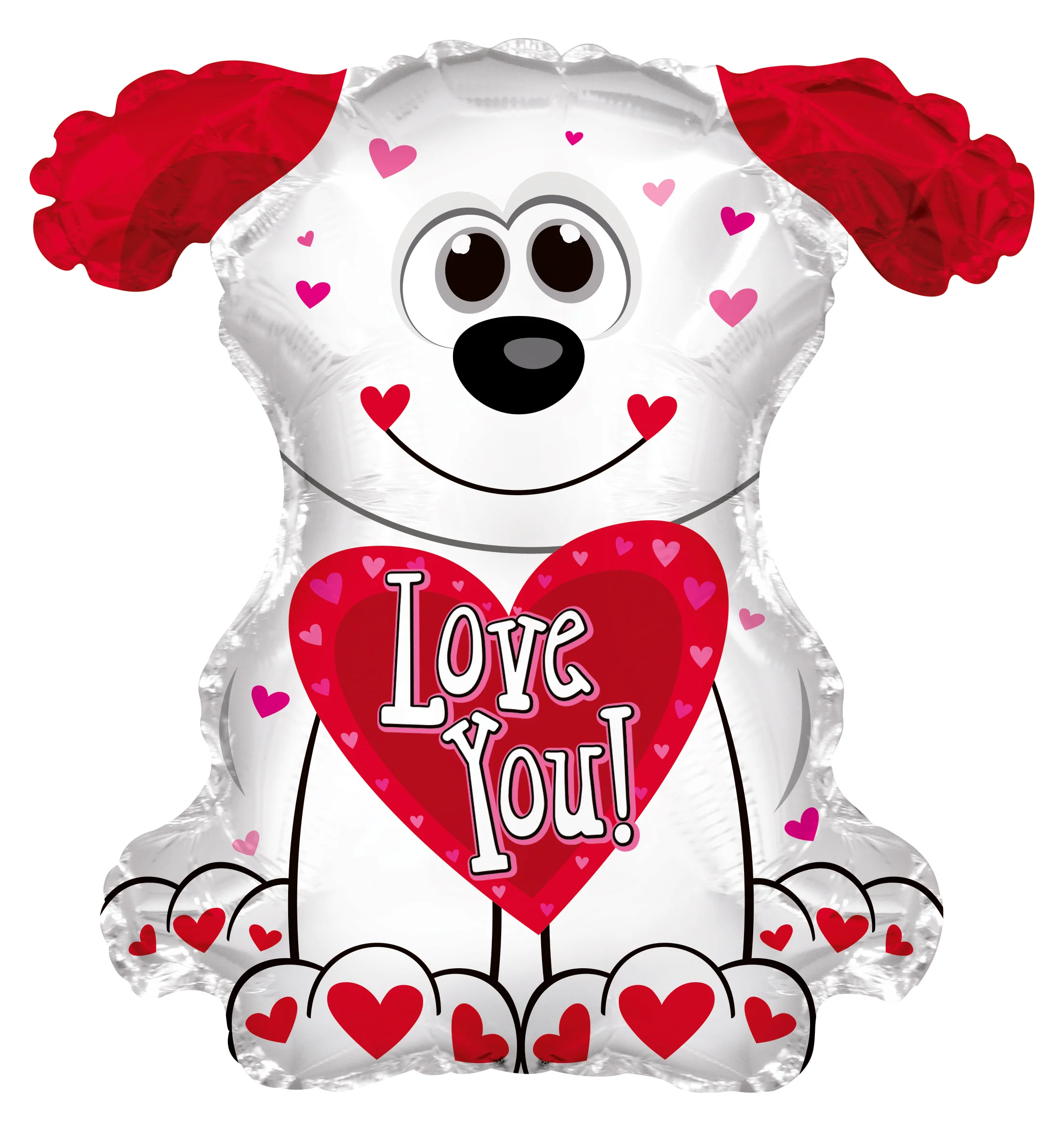 12" Airfill Only (Sticks Sold Separately) Love You Red and White Doggie Balloon