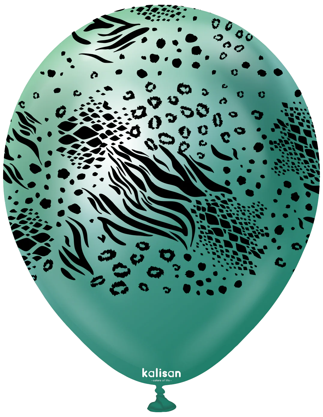 12" Balloons Printed Mutant Safari Mirror Green Kalisan (25 Per Bag)