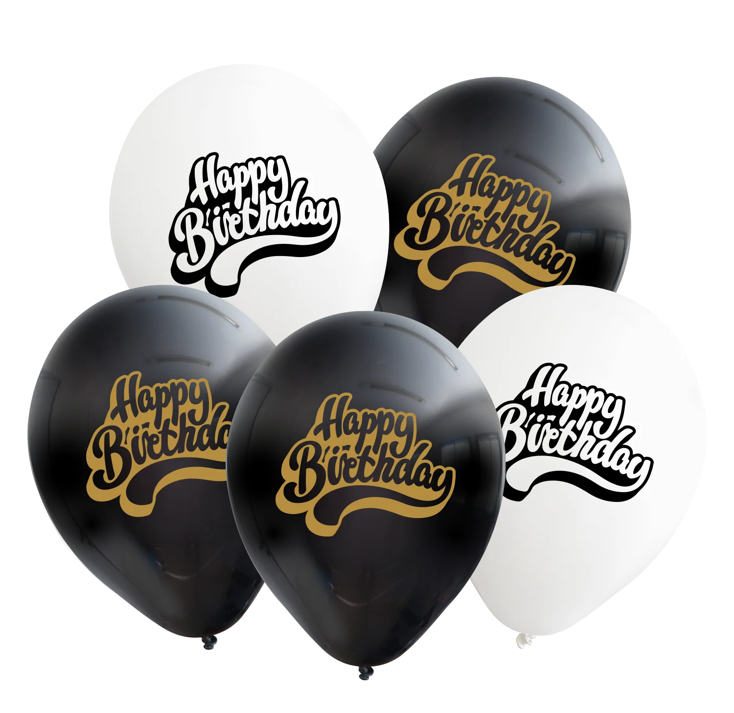 12" Happy Birthday Printed Assorted Standard Kalisan Latex Balloons (25 Per Bag)