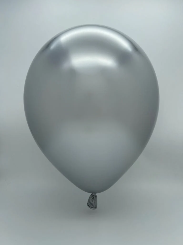 12" Kalisan Latex Heart Balloons Mirror Silver (50 Per Bag) - Image 2