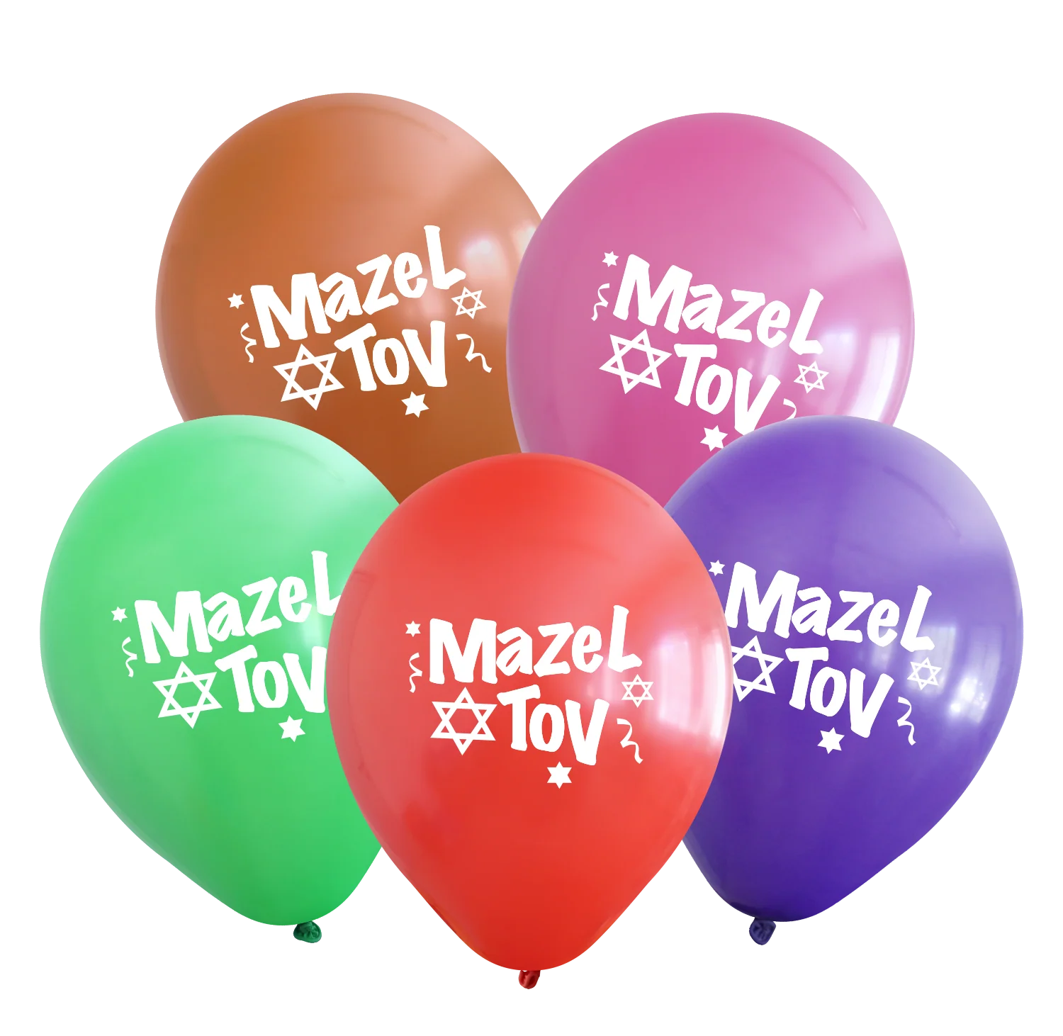 12" Mazel Tov Printed Assorted Standard Kalisan Latex Balloons (25 Per Bag)