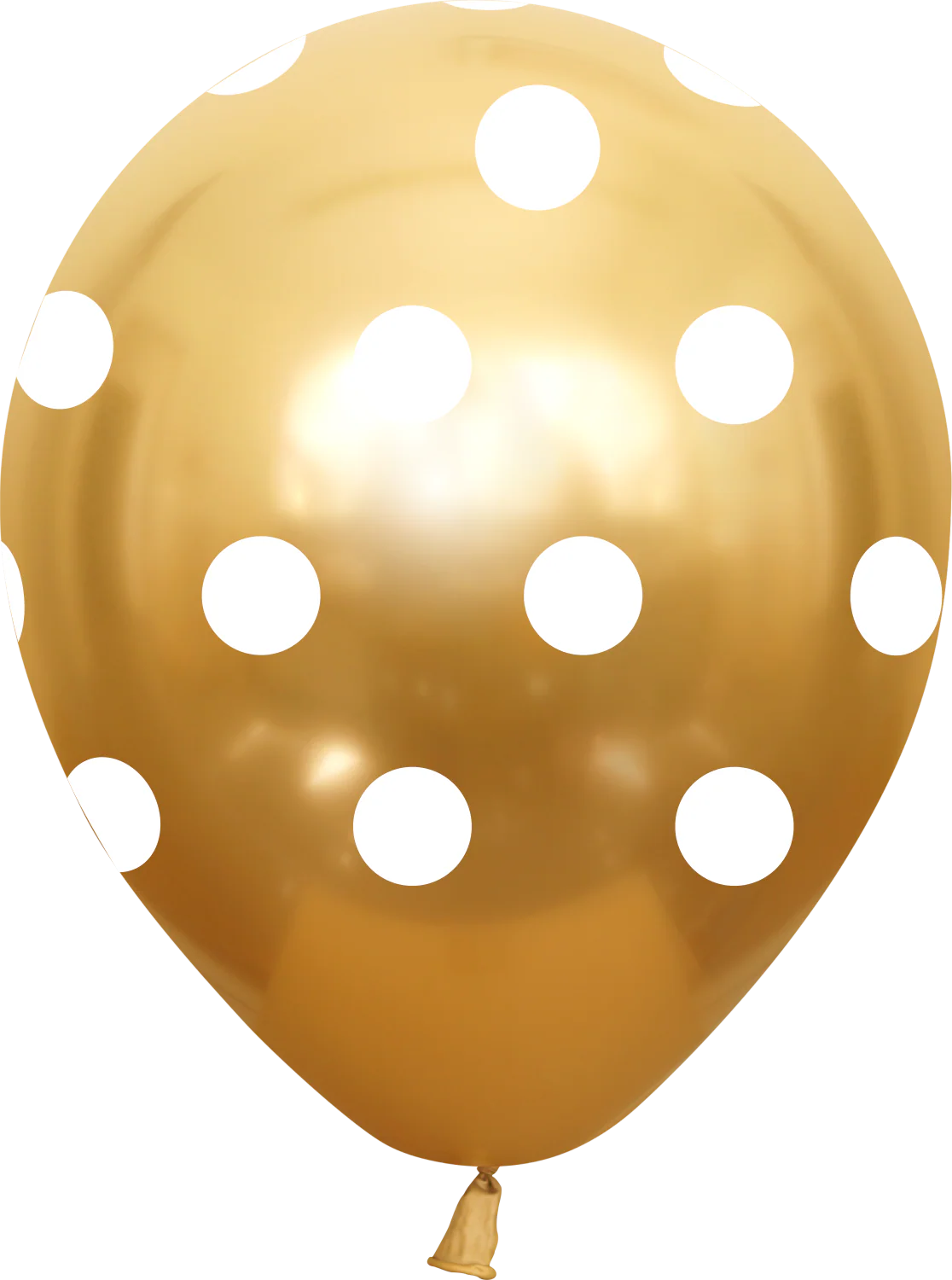 12" Metallic Gold Polka Dots All Around Latex Balloons (25 Per Bag) 5 Side Print