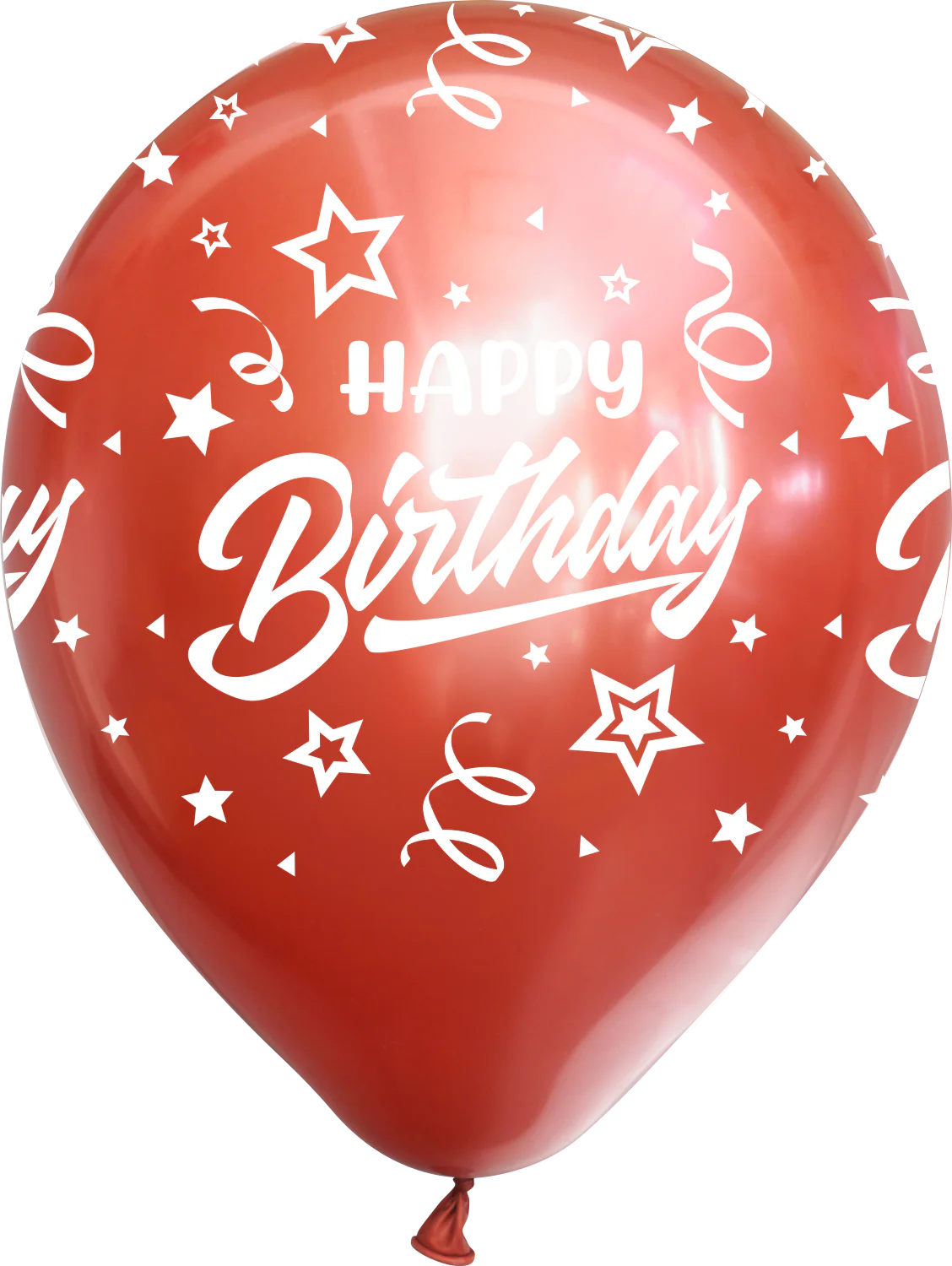12" Mirror Happy Birthday All Around Red Latex Balloons (25 Per Bag) 5 Side Print