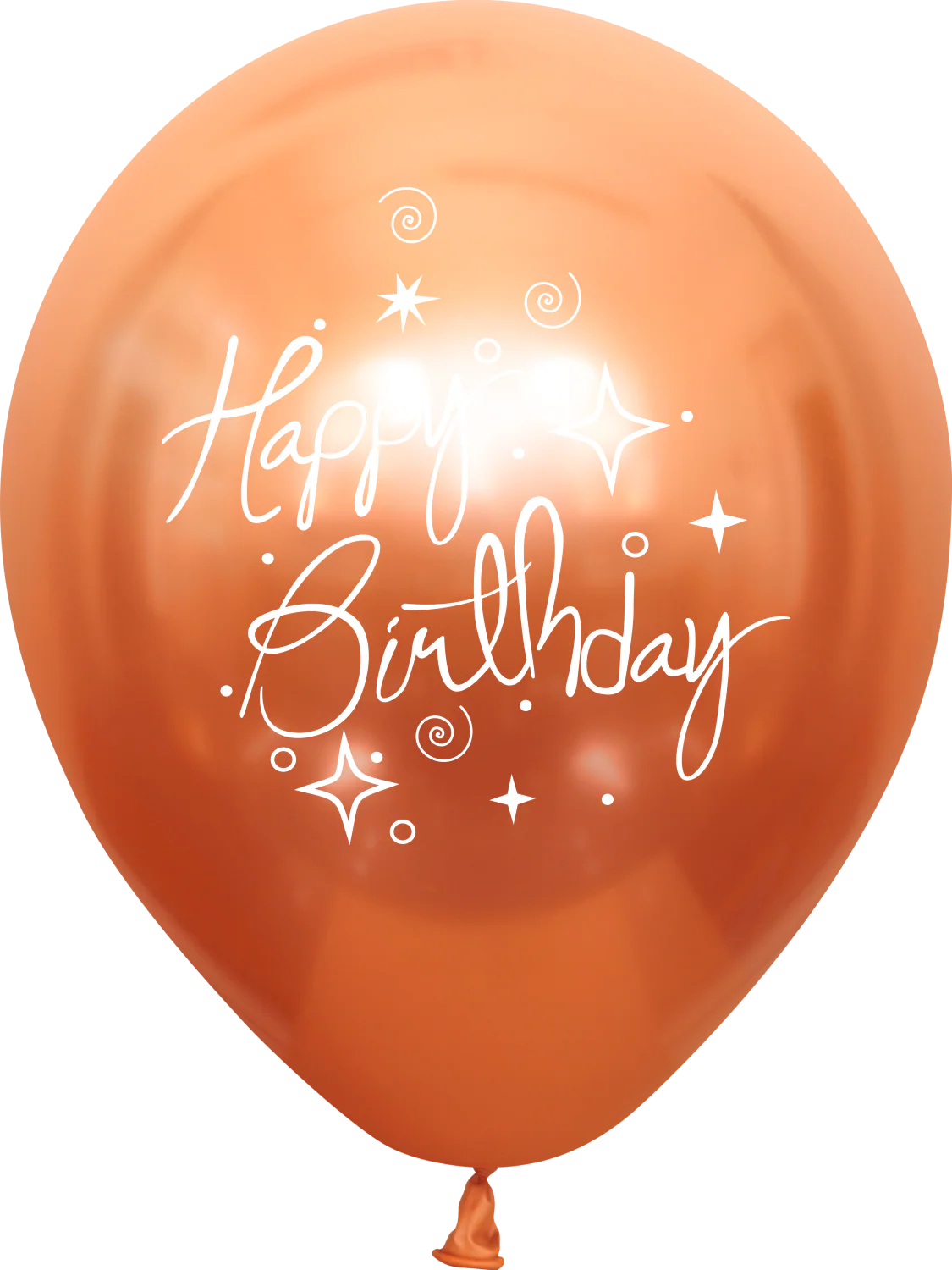 12" Mirror Happy Birthday Copper Latex Balloons (25 Per Bag) 2 Side Print