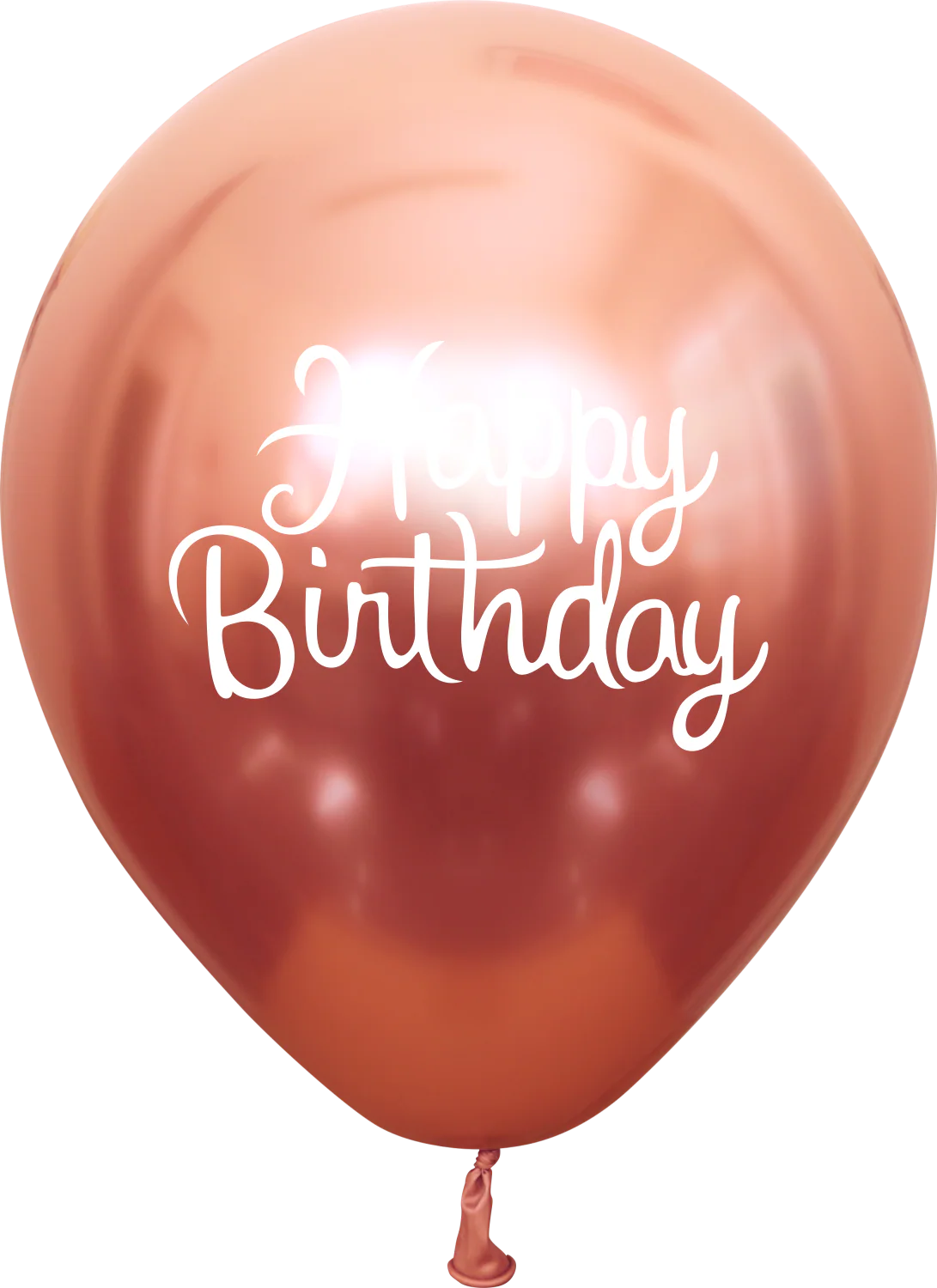 12" Mirror Happy Birthday Rose Gold Latex Balloons (25 Per Bag) 2 Side Print