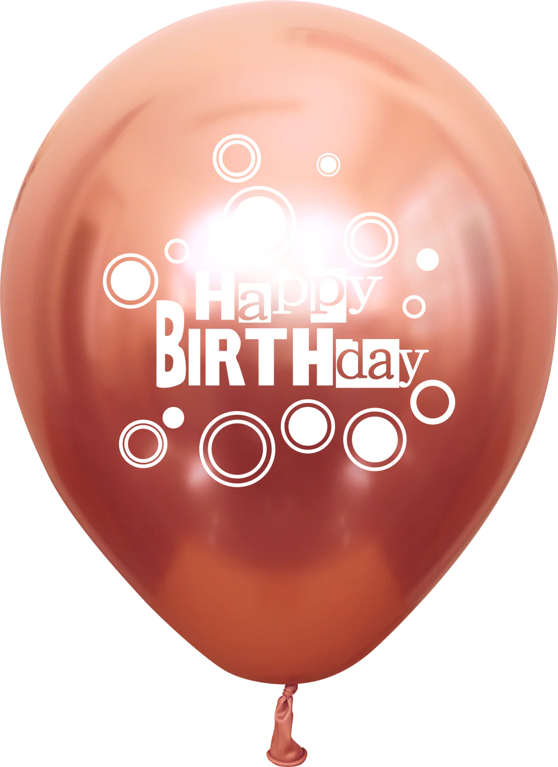 12" Mirror Happy Birthday Rose Gold Latex Balloons (25 Per Bag) 2 Side Print