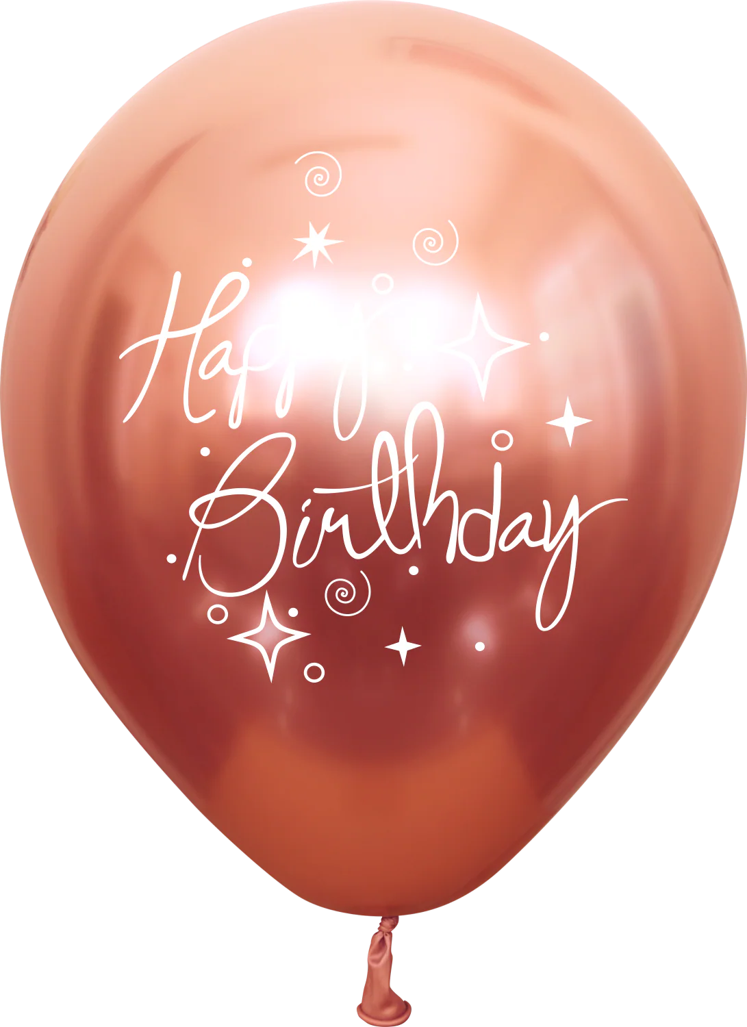 12" Mirror Happy Birthday Rose Gold Latex Balloons (25 Per Bag) 2 Side Print