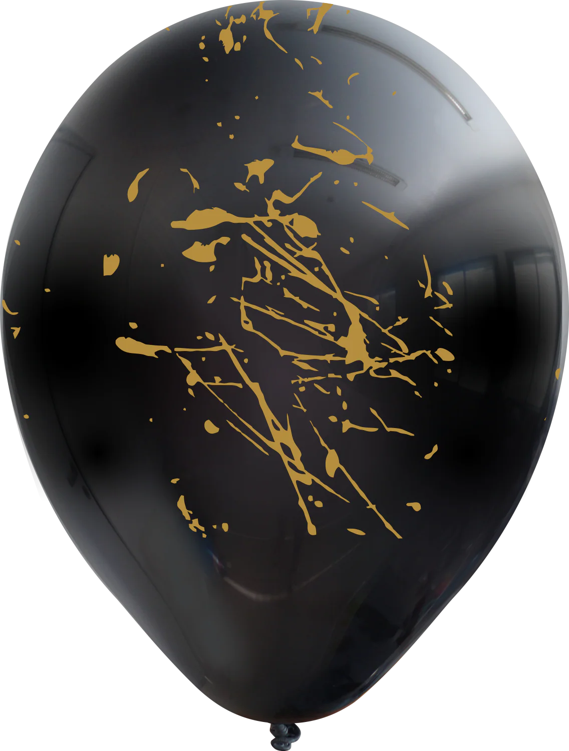 12" Splashes All Around Black Balloons Gold Print Latex Balloons (25 Per Bag) 5 Side Print