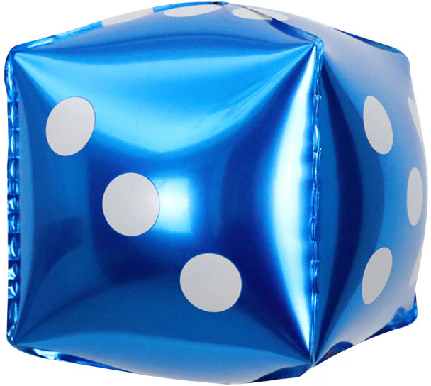 12" Airfill Only Blue Dice Casino Foil Balloon