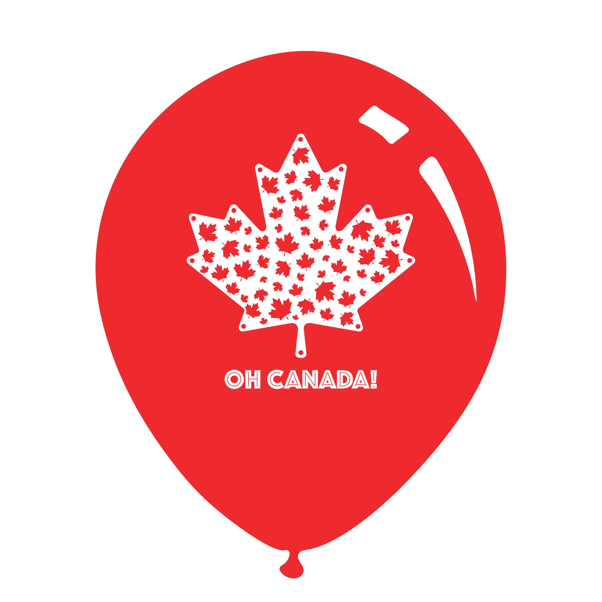 12" Canada Day On Canada! Printed on Decomex Latex Balloons Red with White Print (25 per Bag)