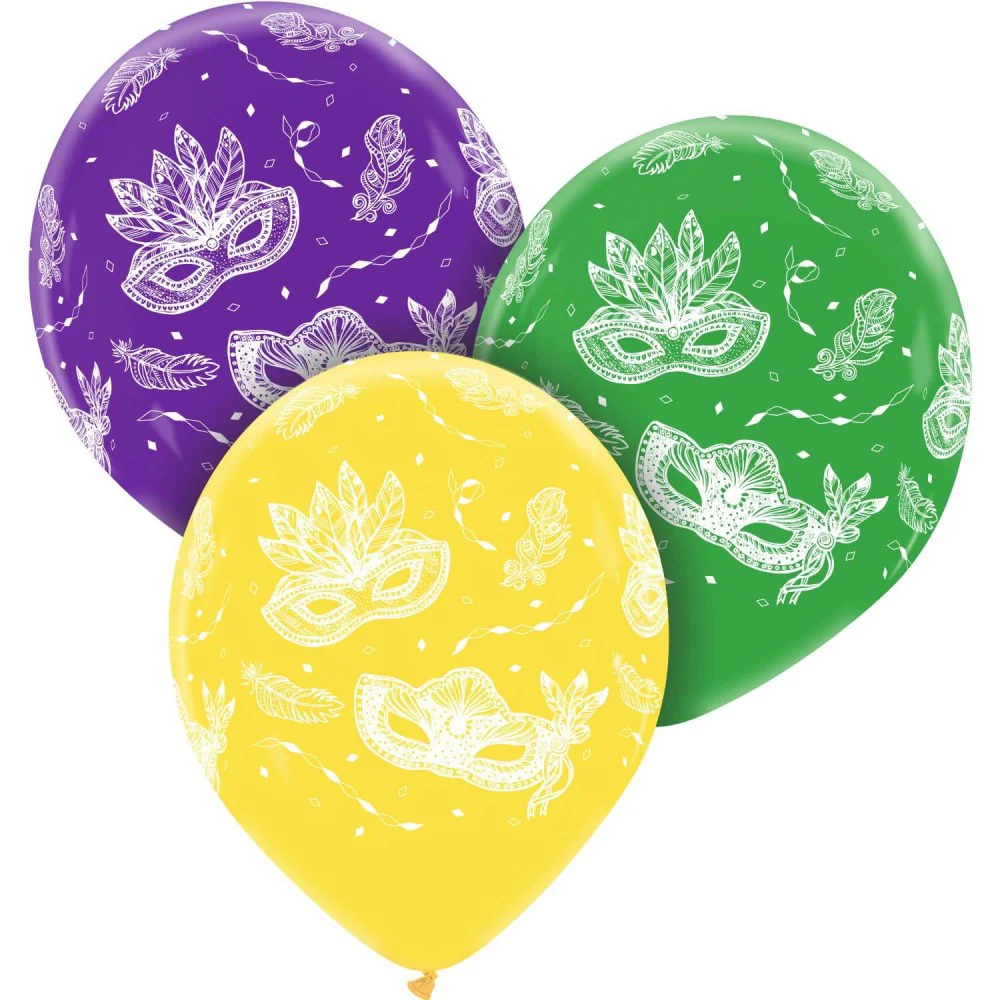 12" Cattex Brand Printed Latex Balloons (25 Per Bag) Elegant Masks