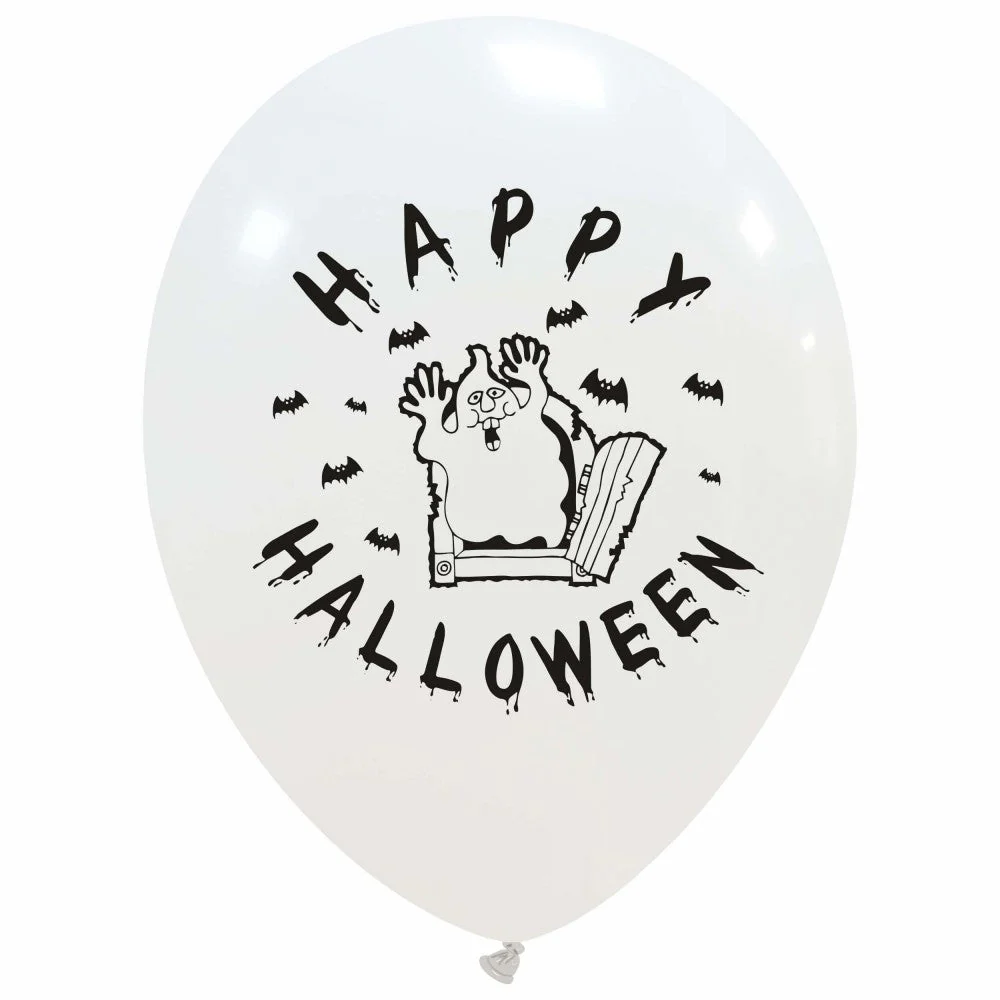 12" Ghost 1 sided (25 Per Bag) Cattex Brand Printed Latex Balloons