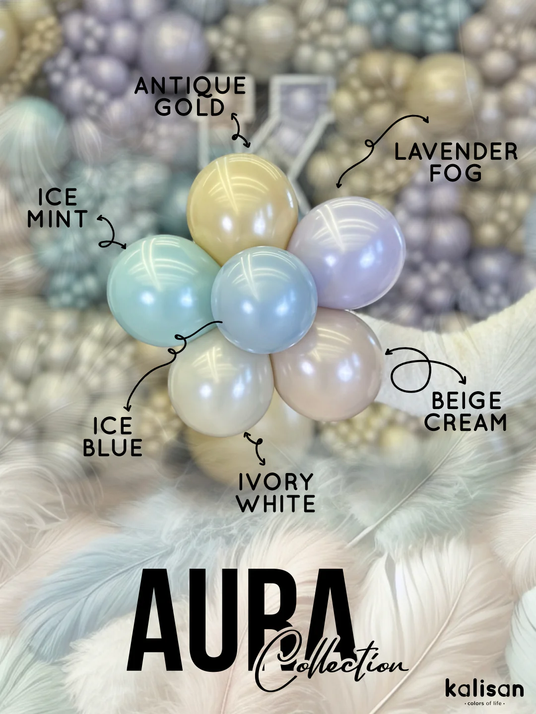 12" Kalisan Brand Latex Balloons Aura Ice Mint (50 Per Bag) - Image 12
