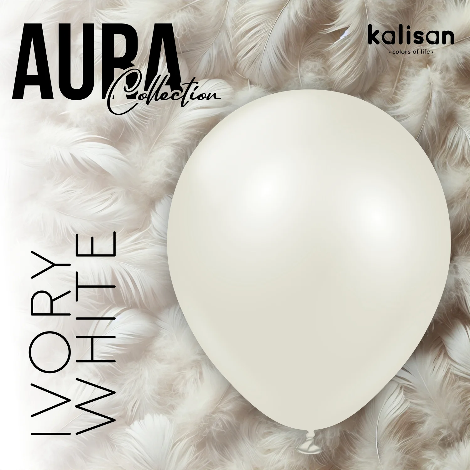 12" Kalisan Brand Latex Balloons Aura Ivory White - XL SuperSize Bag Count (250 Per Bag) - Image 3