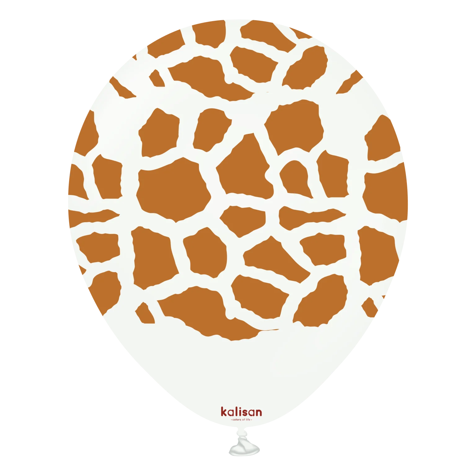 12" Kalisan Printed Giraffe White (Print Color: Caramel) (25 Per Bag) Latex Balloons