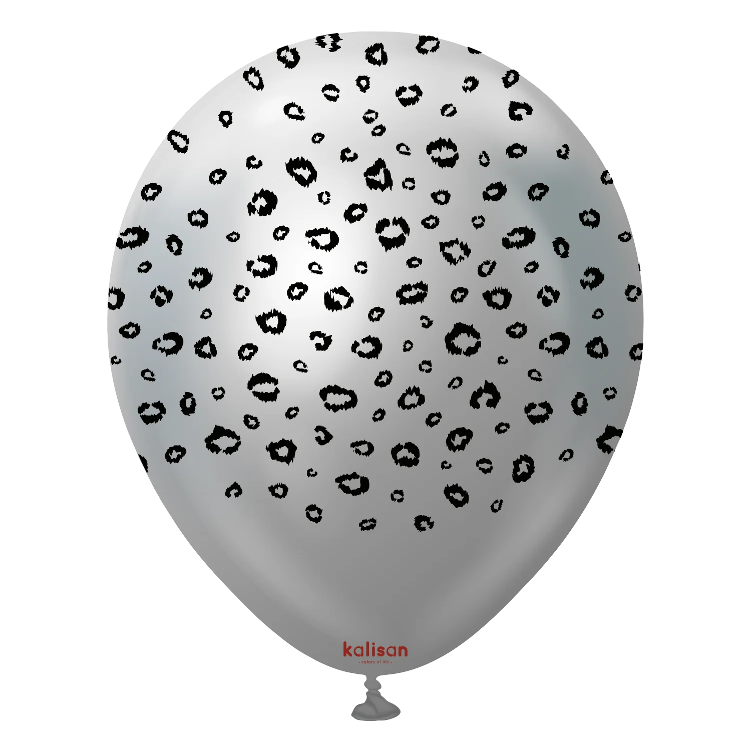 12" Kalisan Printed Leopard Mirror Silver (Print Color: Black) (25 Per Bag) Latex Balloons