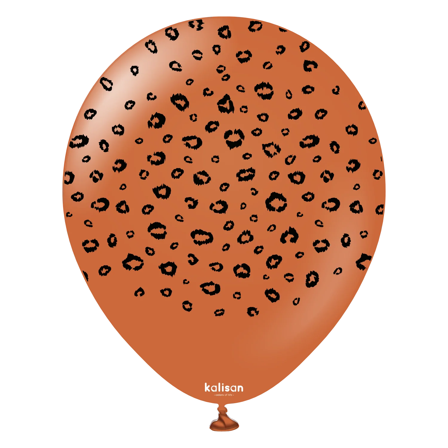 12" Kalisan Printed Leopard Rust Orange (Print Color: Black) (25 Per Bag) Latex Balloons