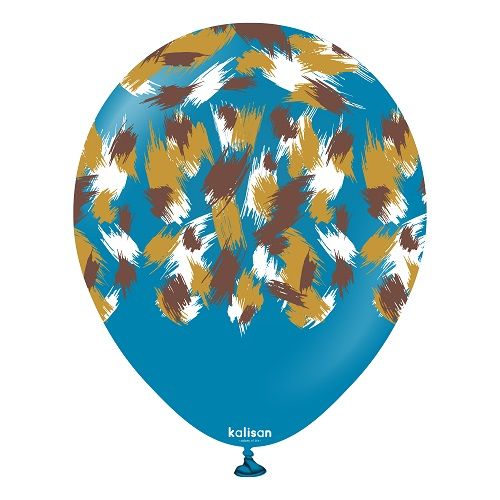 12" Kalisan Printed Savanna Deep Blue (25 Per Bag) Latex Balloons