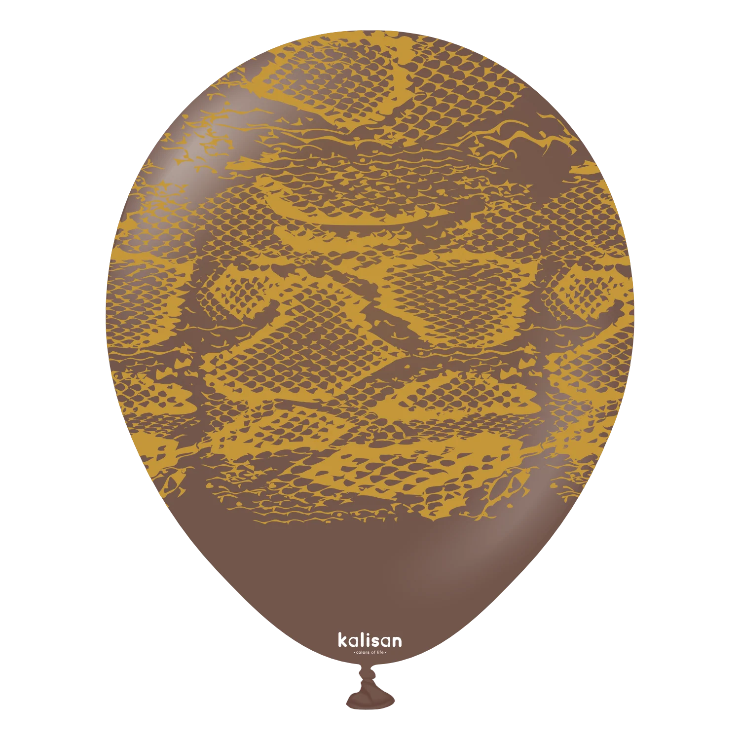 12" Kalisan Printed Snake Chocolate Brown (Print Color: Gold) (25 Per Bag) Latex Balloons