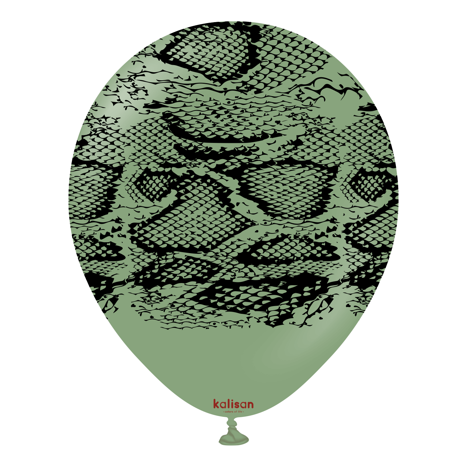 12" Kalisan Printed Snake Eucalyptus (Print Color: Black) (25 Per Bag) Latex Balloons