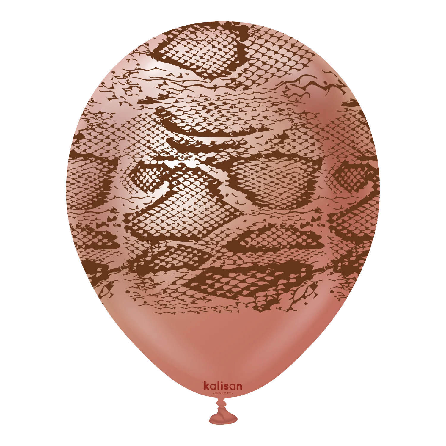 12" Kalisan Printed Snake Mirror Rose Gold (Print Color: Dark Brown) (25 Per Bag) Latex Balloons