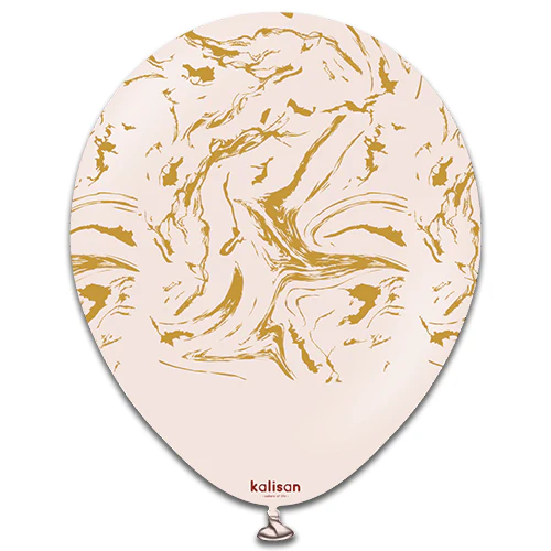12" Kalisan Printed Space Nebula Pink Blush (Print Color: Gold) (25 Per Bag) Latex Balloons