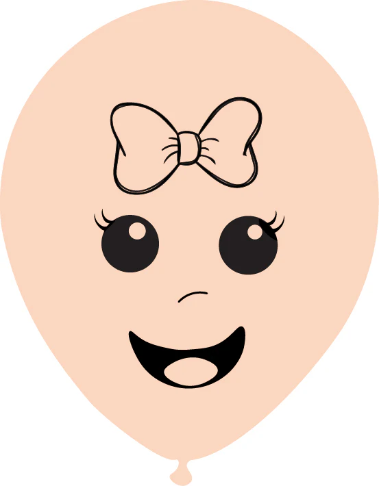 12" Latex Balloons Single Sided (25 Per Bag) Baby Face Print 01 Decomex Pink Blush