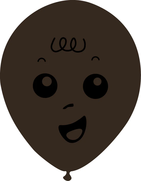 12" Latex Balloons Single Sided (25 Per Bag) Baby Face Print 02 Decomex Chocolate Brown
