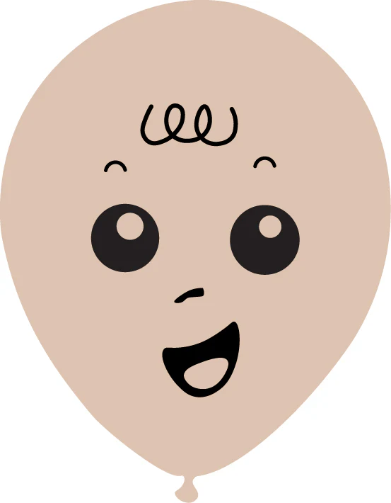 12" Latex Balloons Single Sided (25 Per Bag) Baby Face Print 02 Decomex Skin Blush