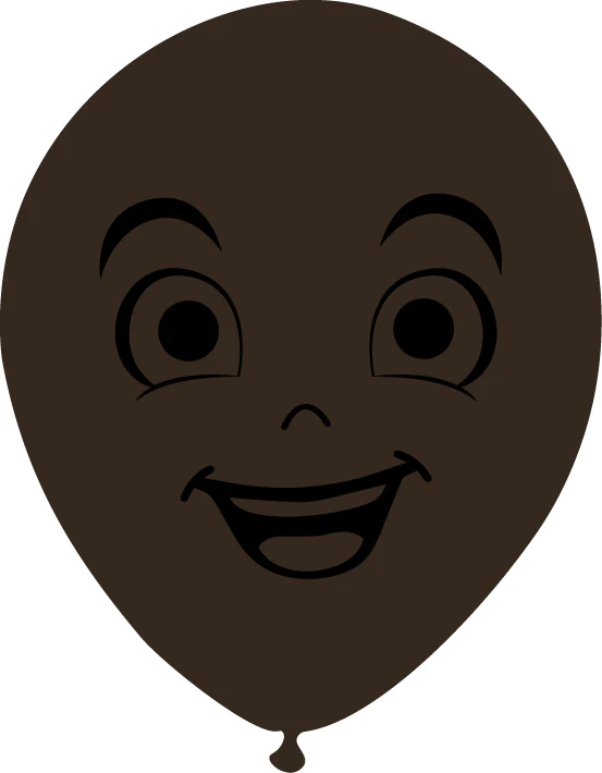 12" Latex Balloons Single Sided (25 Per Bag) Face Print 06 Decomex Chocolate Brown